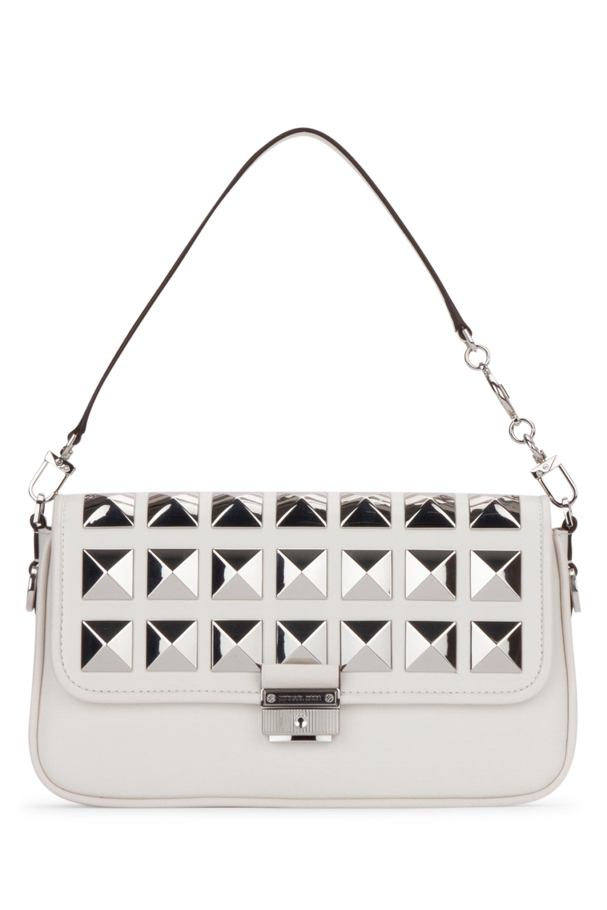 Michael Kors Studded Leather Shoulder Bag — White