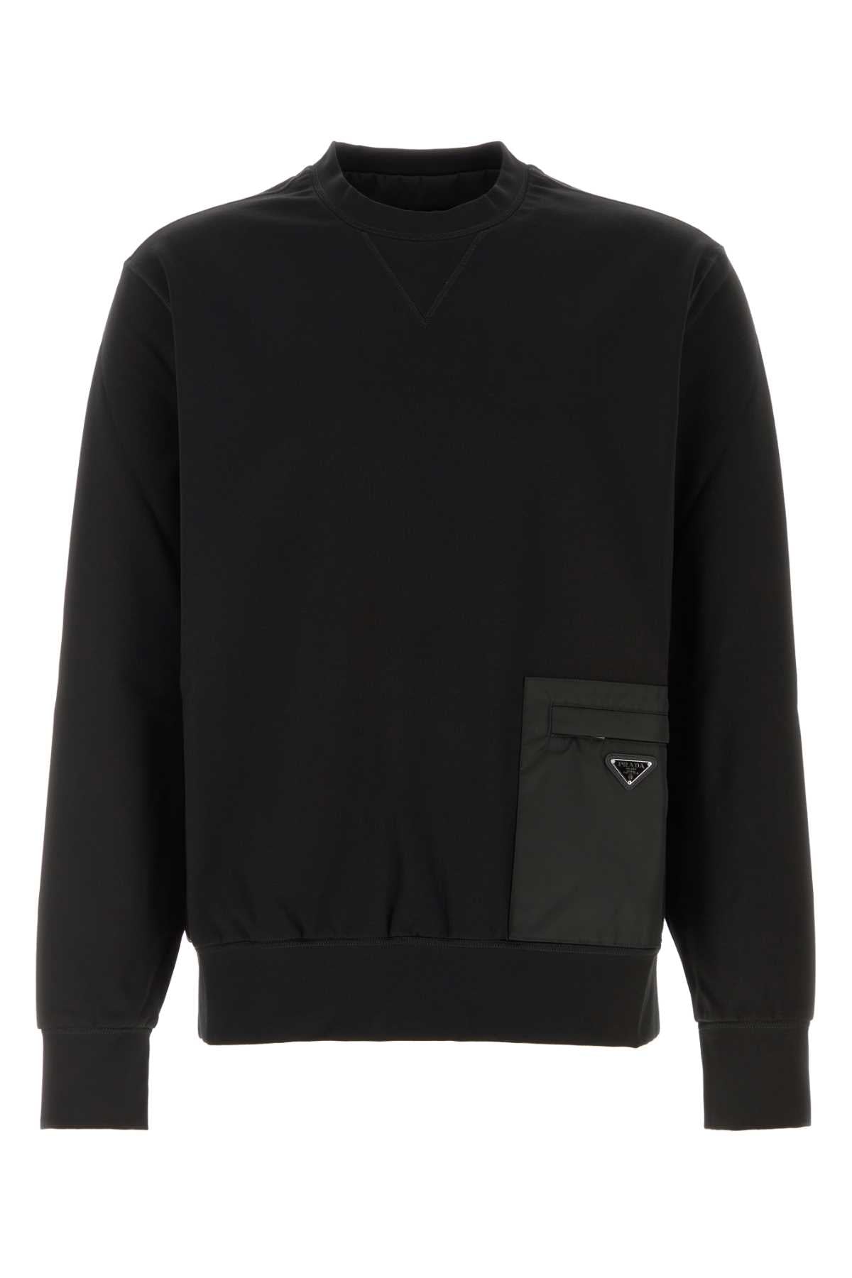 Prada Stretch Jersey with Pocket Detail Sweatshirt — Black