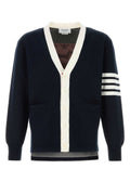 Thom Browne Cotton-Nylon Blend Cardigan — Navy