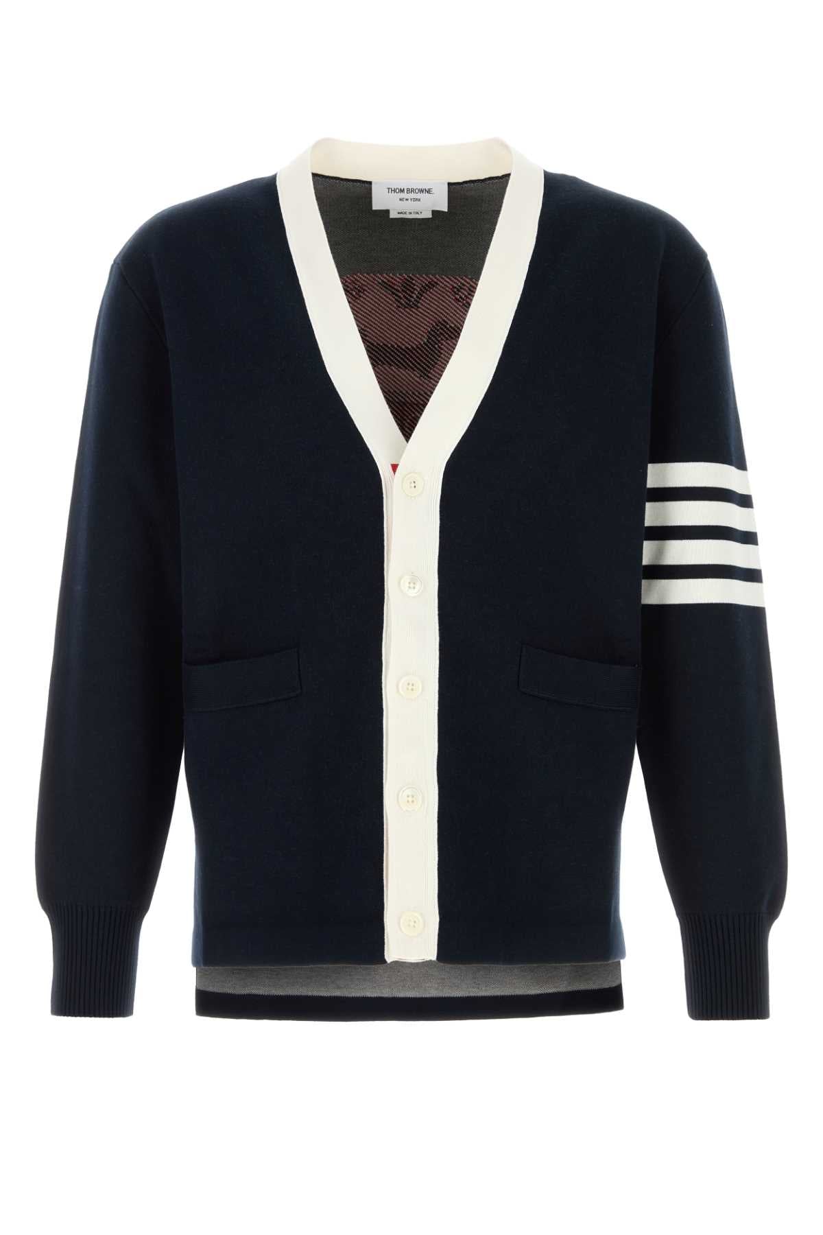 Thom Browne Cotton-Nylon Blend Cardigan — Navy
