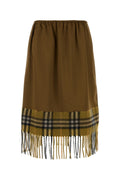Burberry Plaid Fringed Skirt — Camel