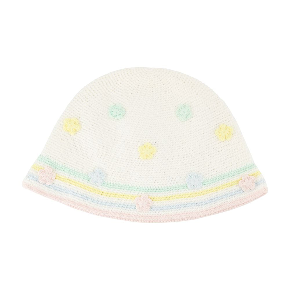 Casablanca A-AW25-HAT-095-01 Kawaii Crochet Bucket Hat — White