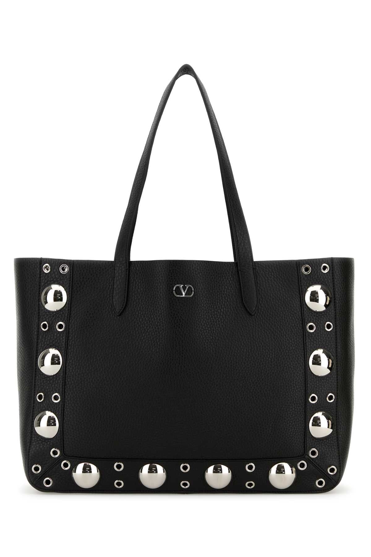 Valentino Garavani Studded Leather Tote Bag — Black