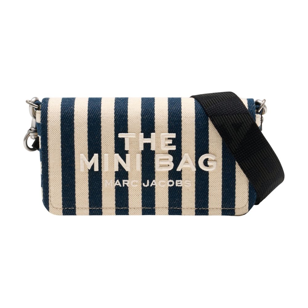 Marc Jacobs Striped Cotton Canvas Crossbody Bag — Navy