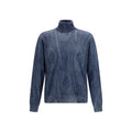 Etro Paisley Cashmere-Silk Turtleneck Sweater — Blue