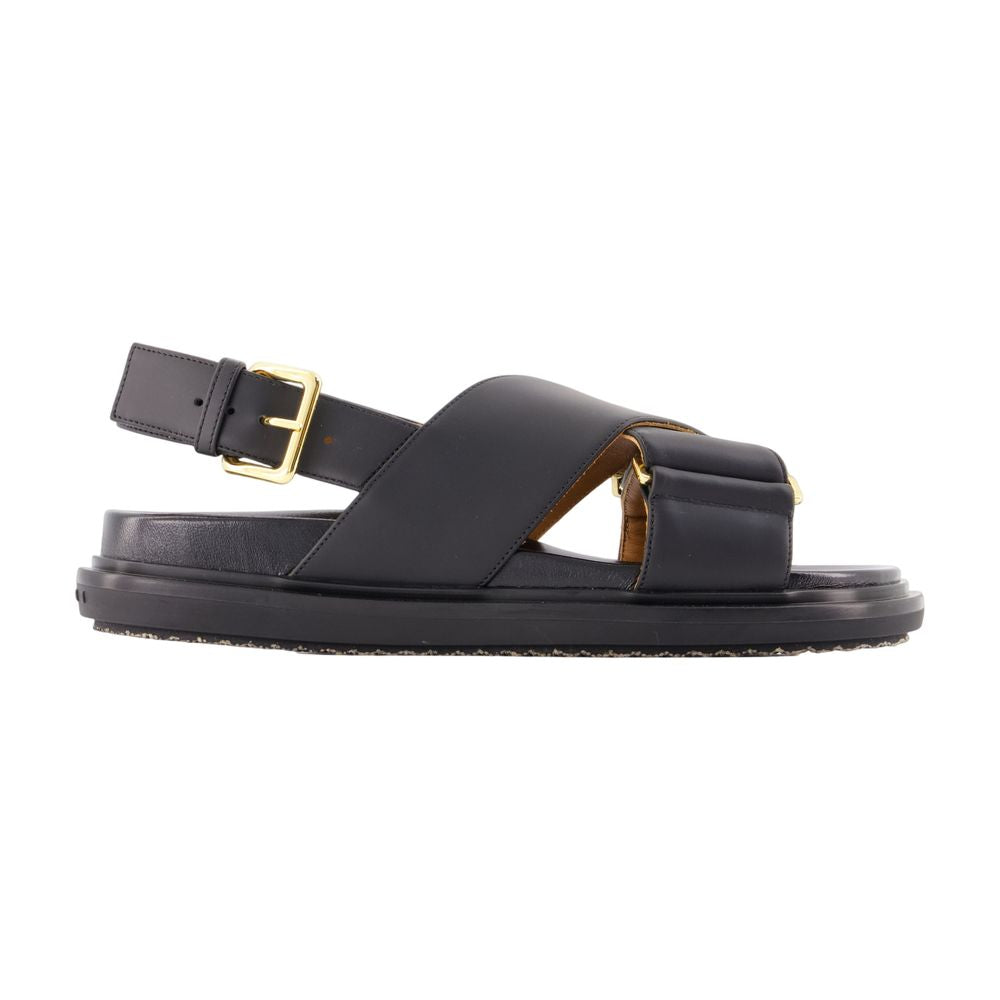 Marni Criss-Cross Leather Sandals — Black