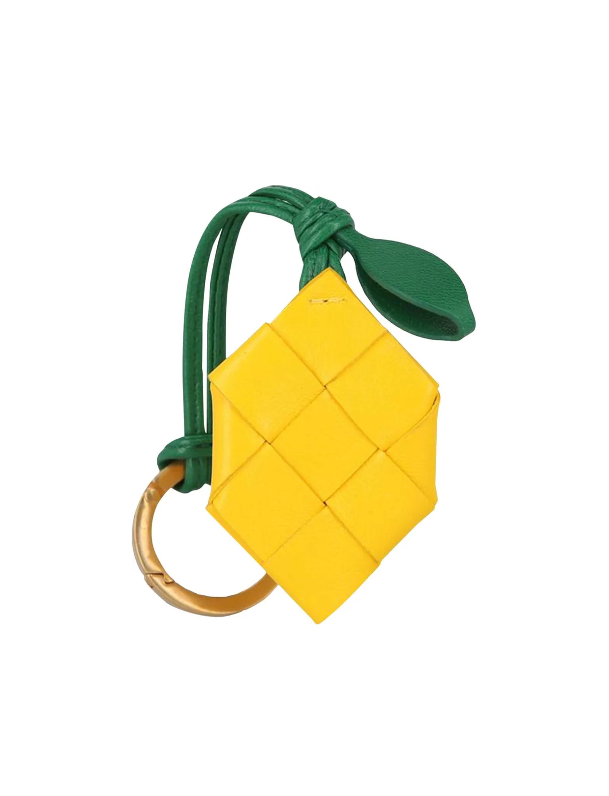 Bottega Veneta Lemon-Shaped Leather Key Case — Yellow