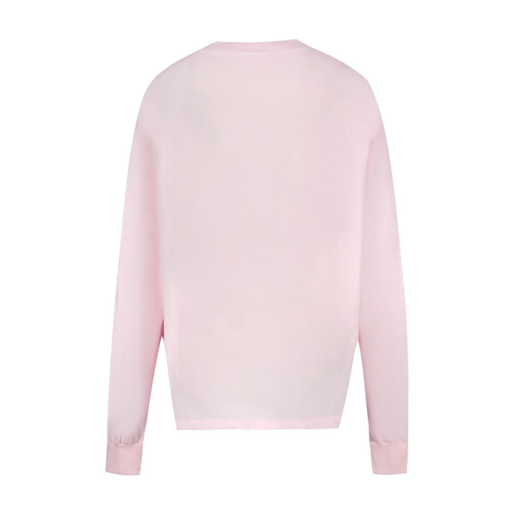 Ganni Cotton Crew-Neck Sweatshirt — Pink