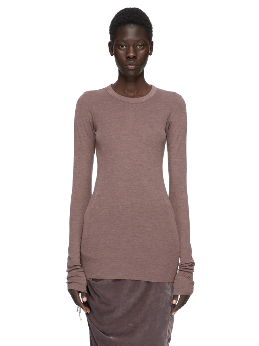 Rick Owens Long-Sleeve Ribbed Knit T-Shirt — Purple