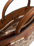Guess Logo-Print Polyester Satchel Bag — Beige