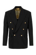 Versace Double-Breasted Virgin Wool Blazer — Black
