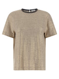 Brunello Cucinelli Striped Linen T-Shirt — Multicolor