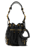 Balenciaga Crocodile-Embossed Calf Leather Bucket Bag — Black