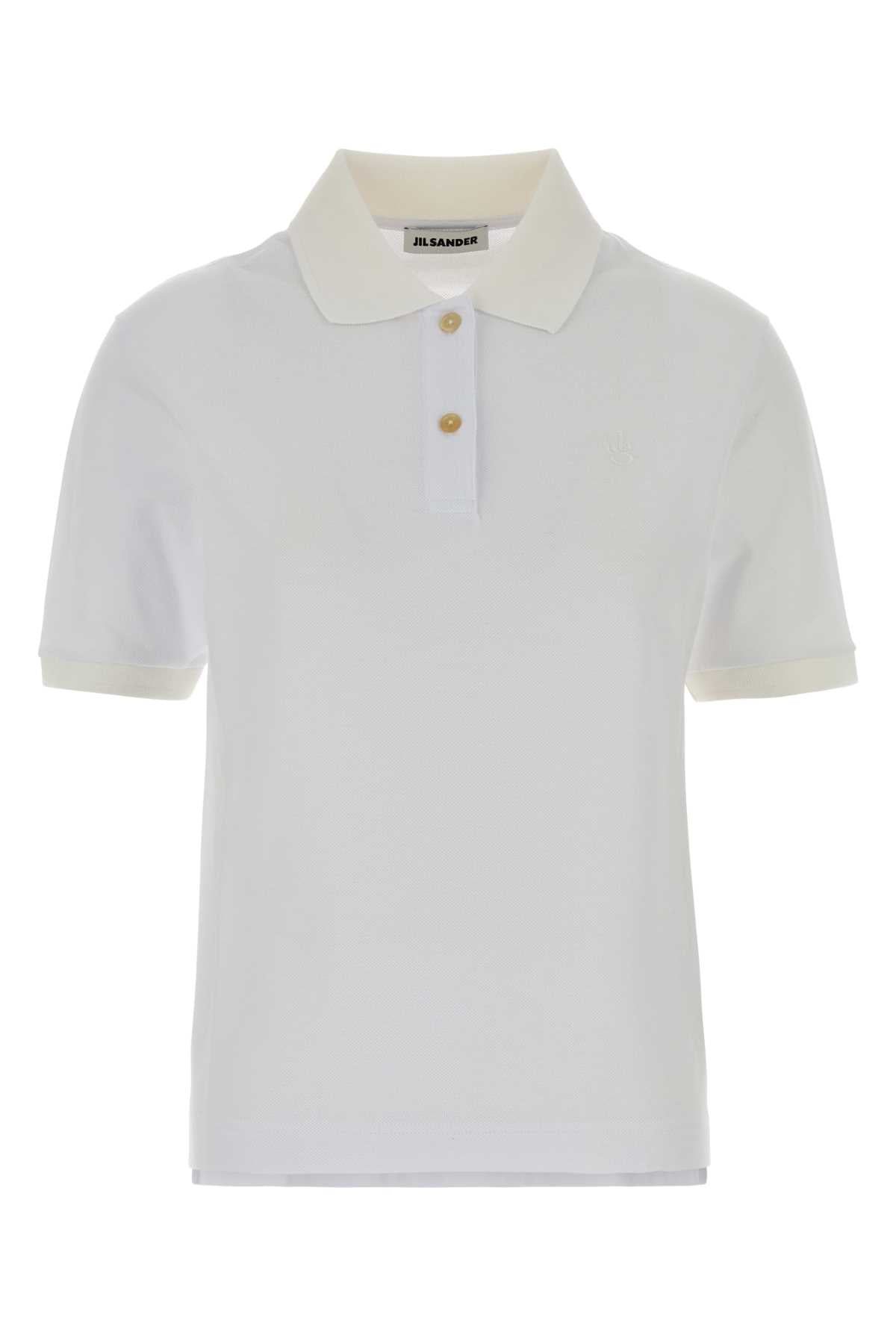 Jil Sander Piquet Cotton Polo Shirt — White