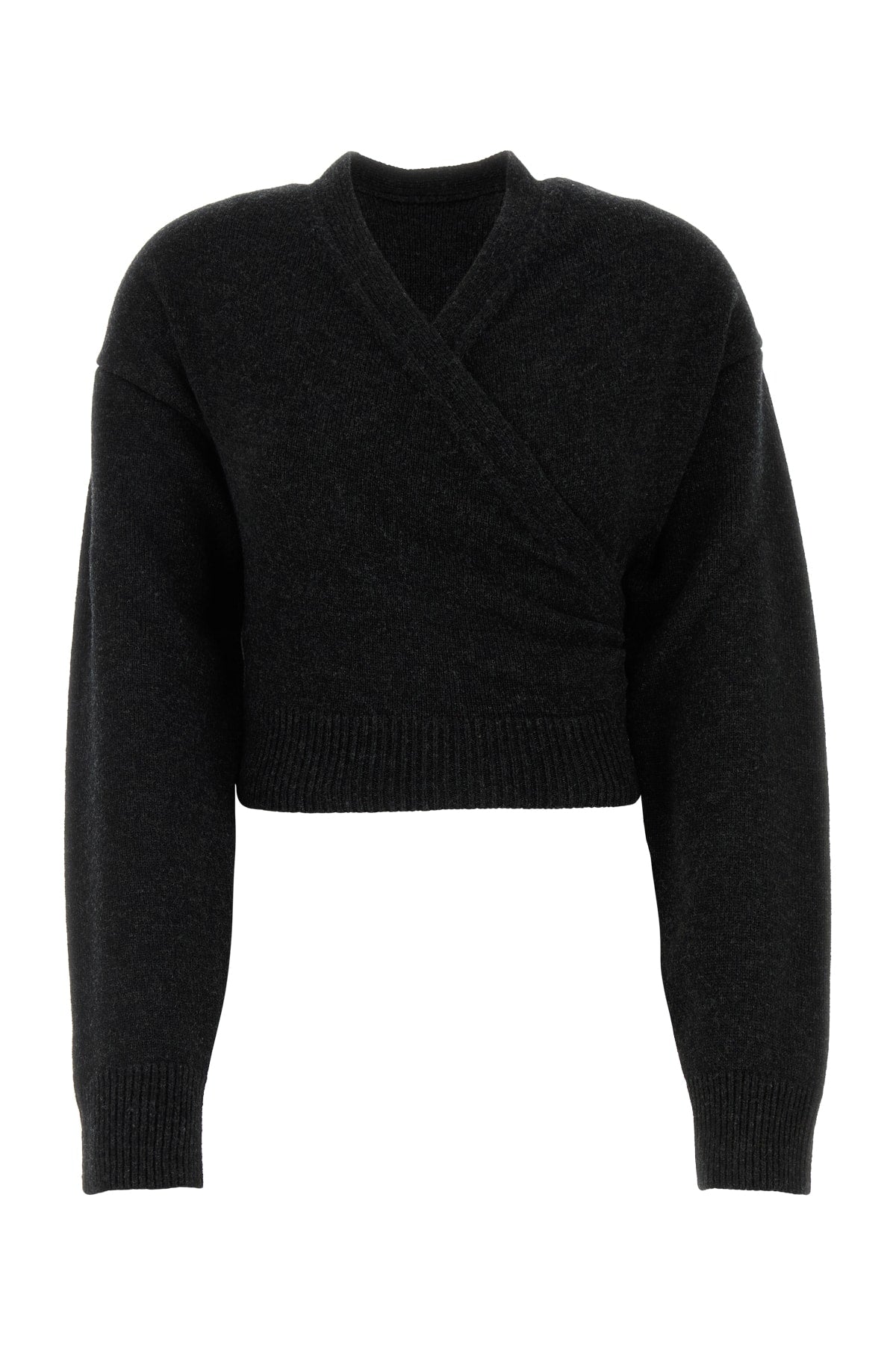 Balenciaga Virgin Wool Wrap Sweater — Black