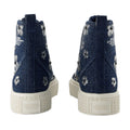 Marc Jacobs Floral-Embroidered Cotton High-Top Sneaker — Navy