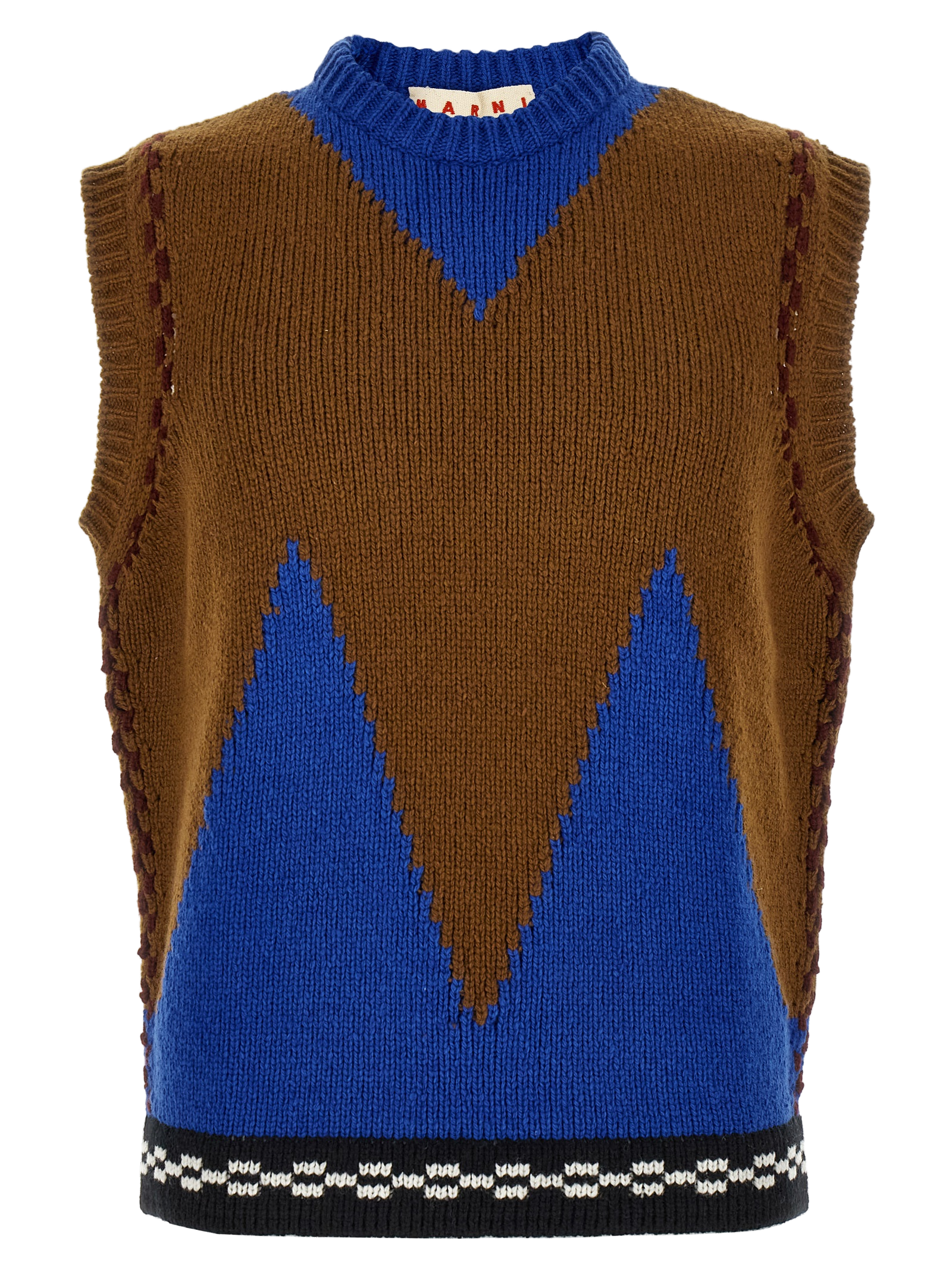 Marni Wool Color-Block Intarsia Vest — Multicolor