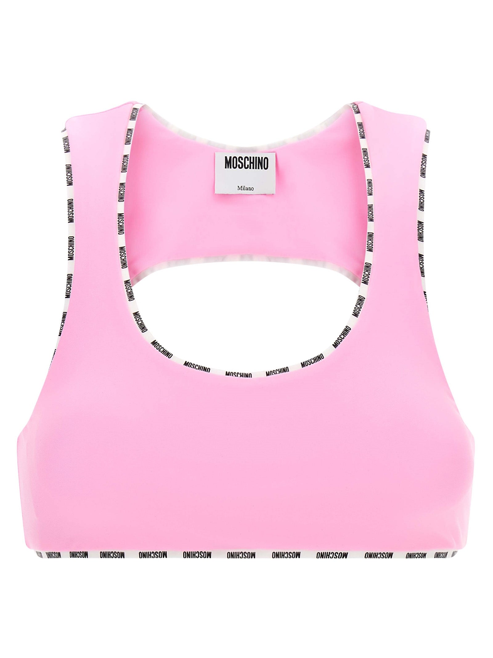 Moschino Logo-Trimmed Stretch Sport Tank Top — Pink