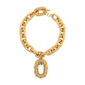 Rabanne Chain-Link with Crystal Pendant Bracelet — Gold