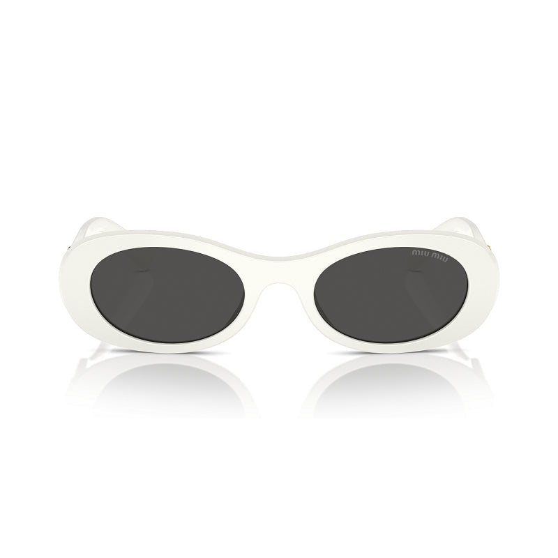 Miu Miu MU06ZS1425S0 Oval Dark Lens Sunglasses — White
