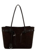 Balenciaga Suede Leather with Leather Trim Tote Bag — Brown