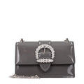 Jimmy Choo Patent Leather with Crystal Buckle Shoulder Bag — Gray