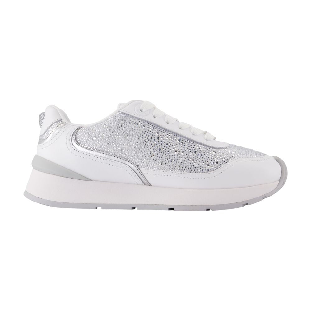 Versace Embellished Leather Sneaker — White