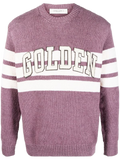 Golden Goose Logo-Patch Colour-Block Knit Sweater — purple