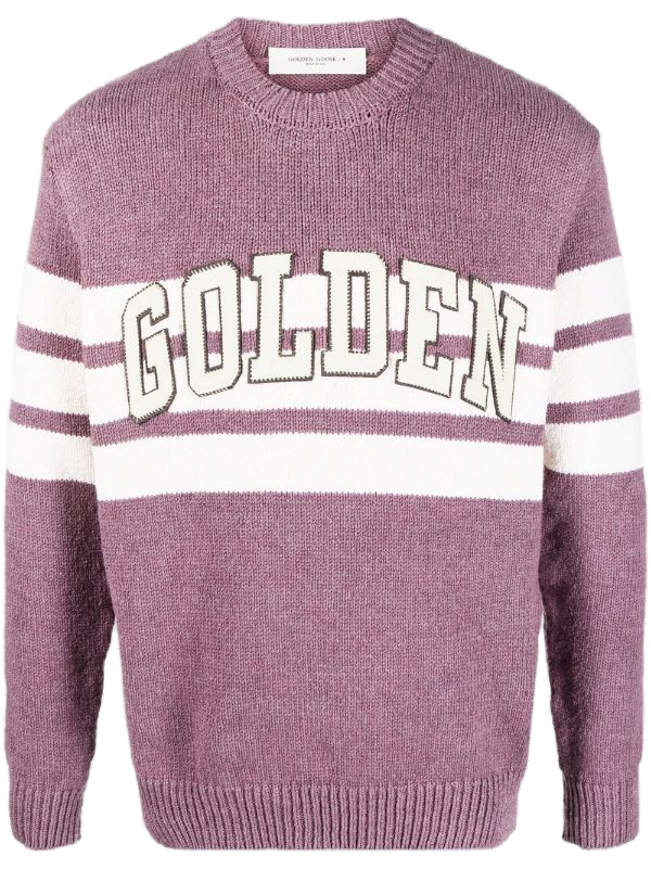 Golden Goose Logo-Patch Colour-Block Knit Sweater — purple