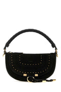 Chloé Studded Suede Shoulder Bag — Black