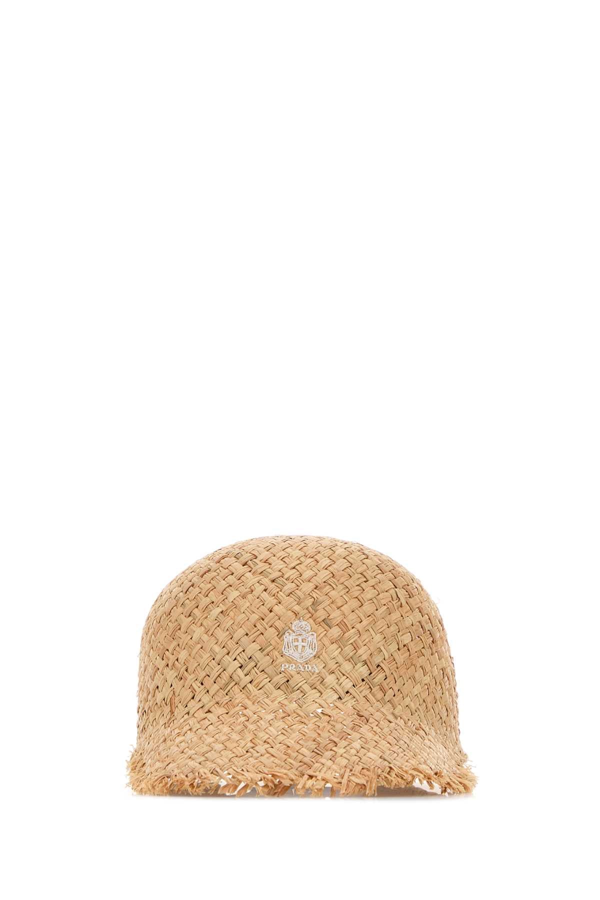 Prada CAPPELLI Raffia Baseball Cap — Beige