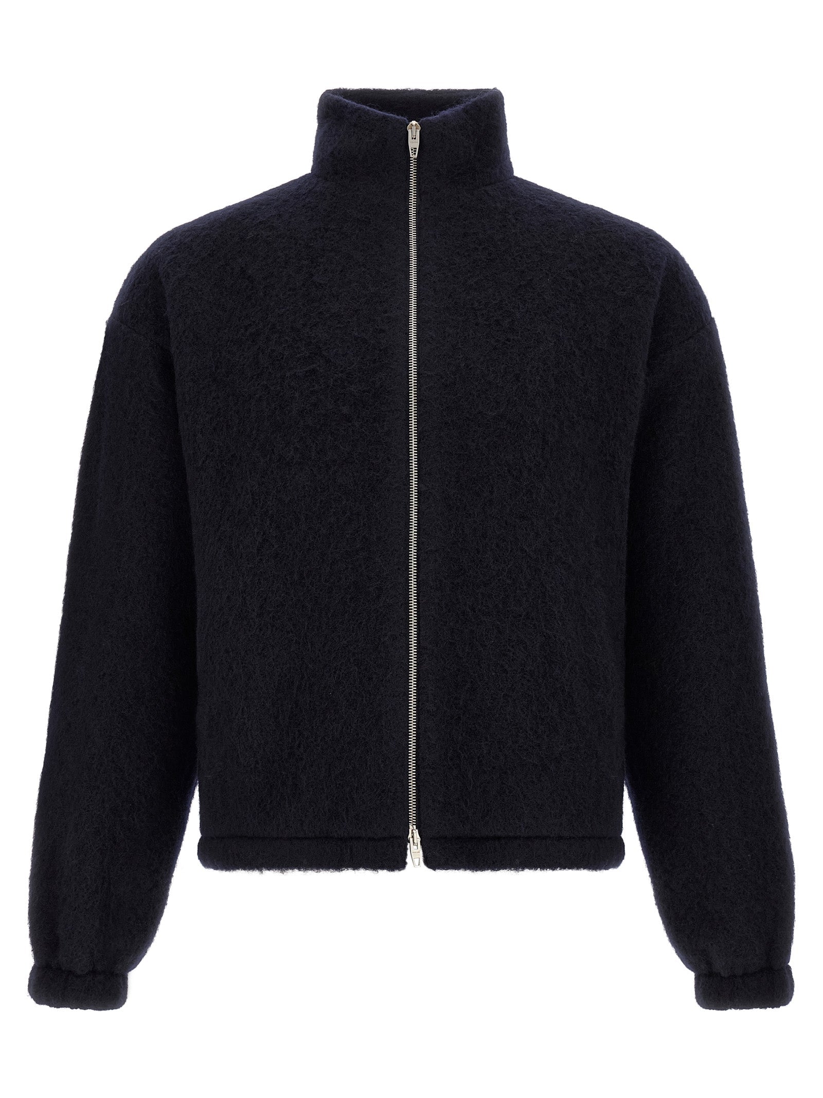 Jil Sander Wool-Blend Zip Sweatshirt — Navy