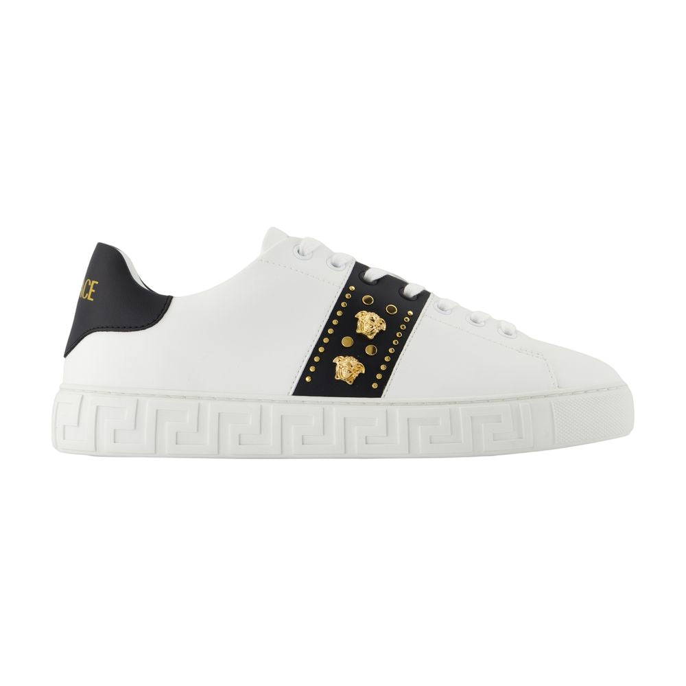 Versace Medusa-Studded Sneaker — White