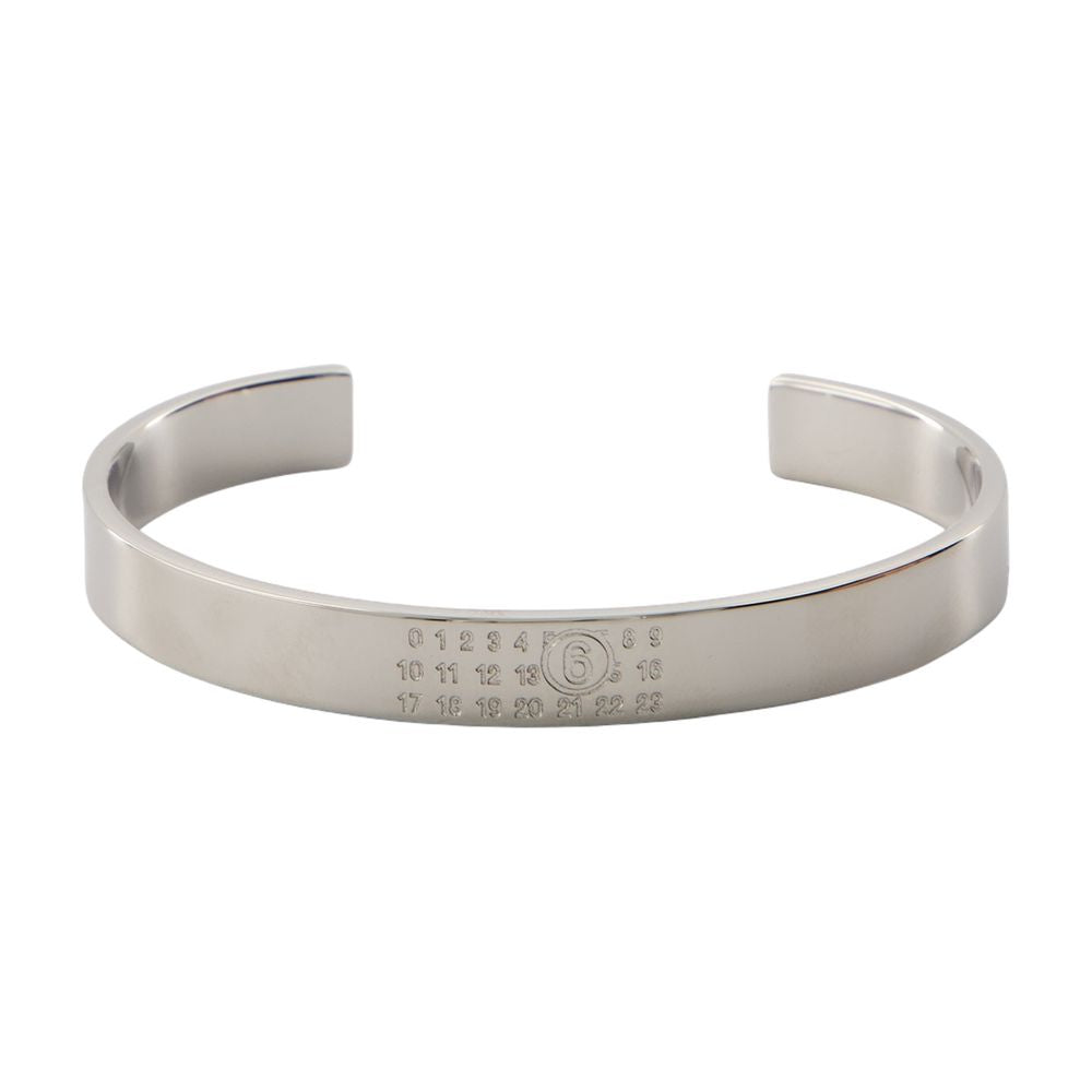 MM6 Maison Margiela Engraved Metal Cuff Bracelet — Silver