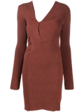 Bottega Veneta Ribbed Cut-Out Knitted Dress — Brown