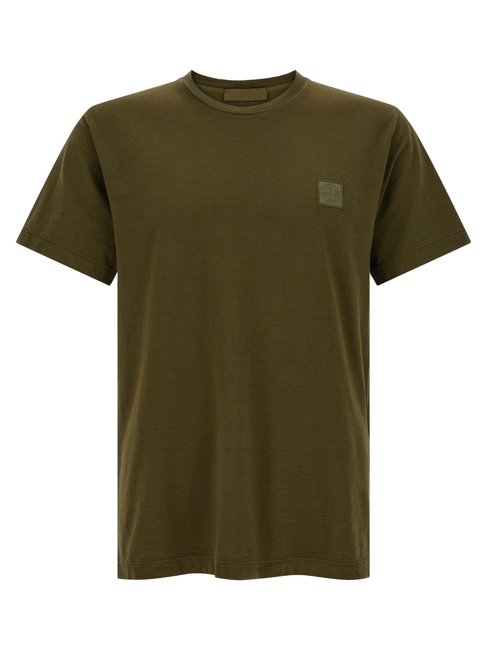 Stone Island Flamed Cotton T-Shirt — Green