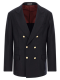 Brunello Cucinelli Virgin Wool Double-Breasted Blazer — Navy