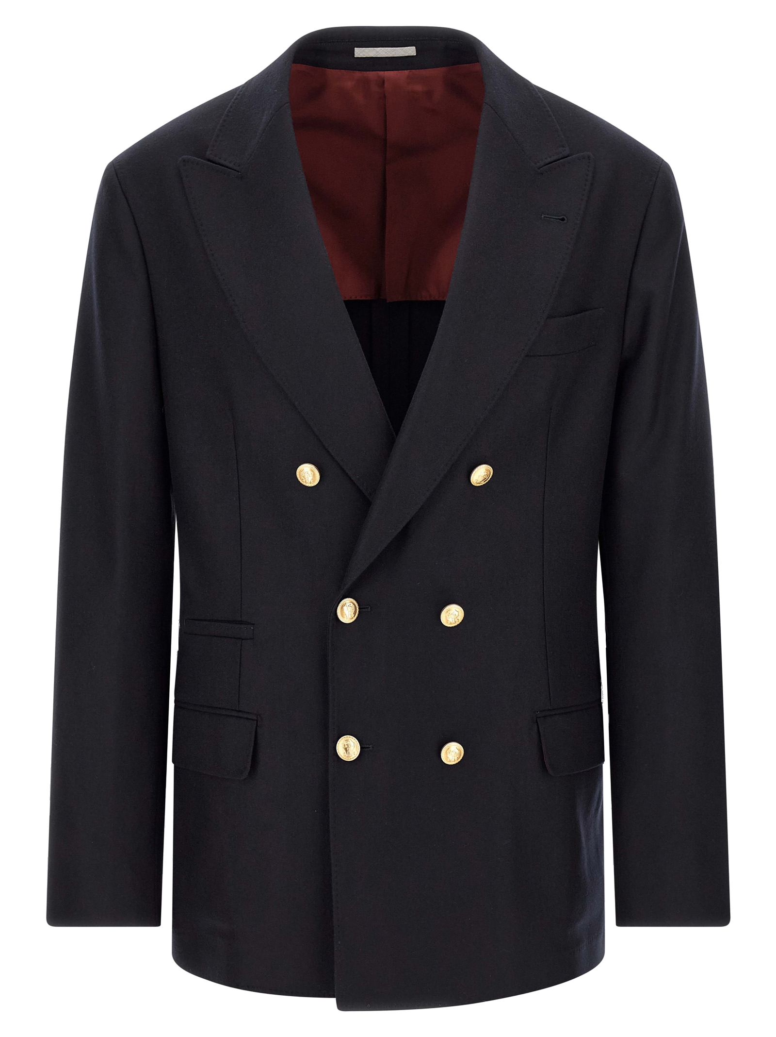Brunello Cucinelli Virgin Wool Double-Breasted Blazer — Navy