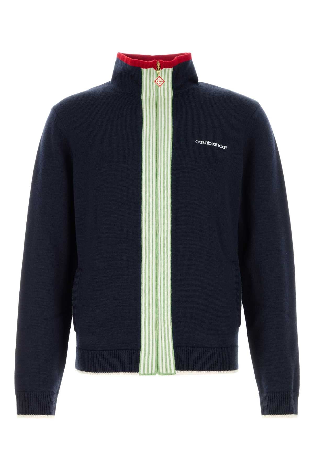 Casablanca Merino N Cardigan — Navy
