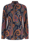 Etro Paisley-Patterned Cotton Blouse — Navy