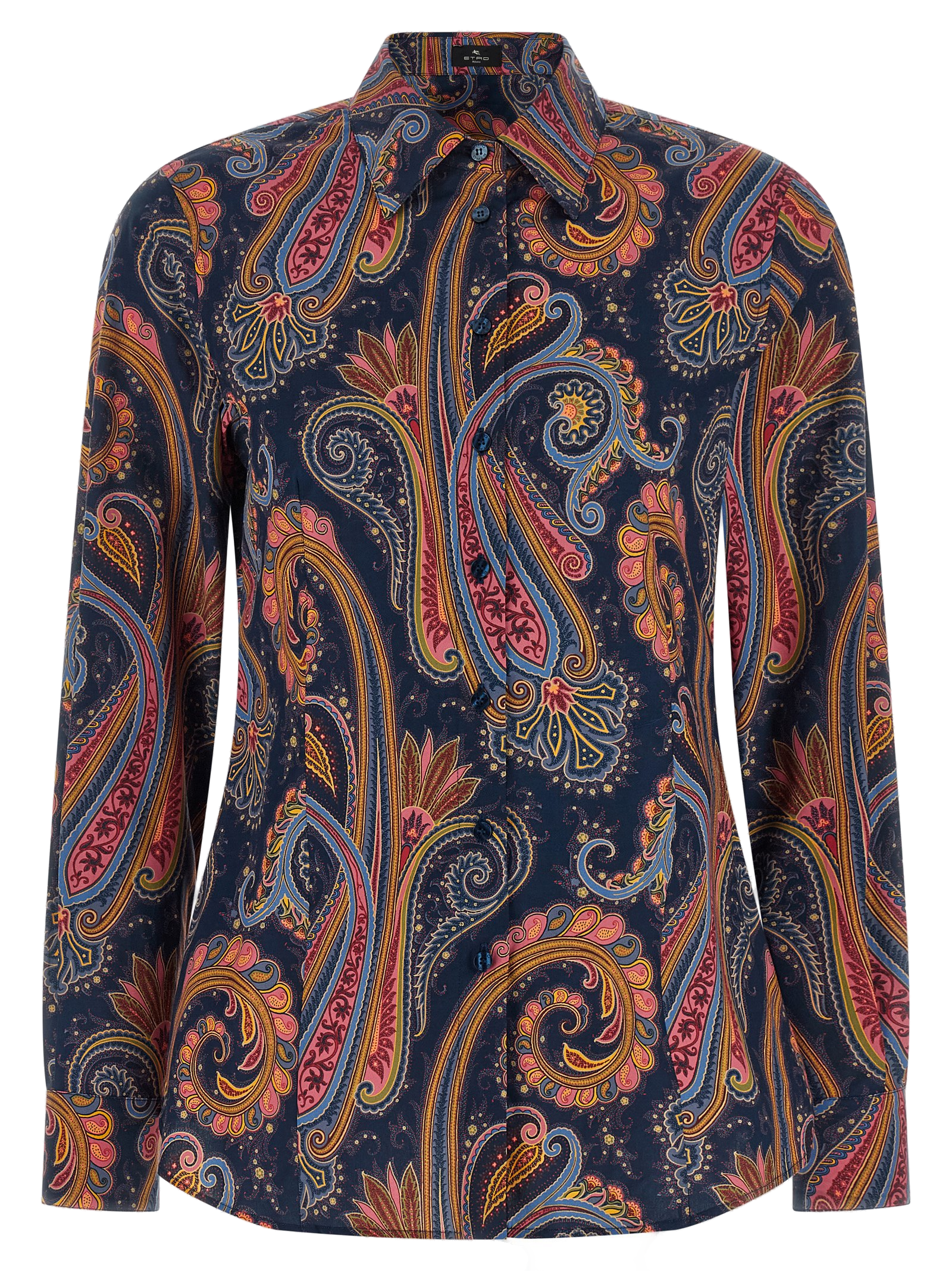 Etro Paisley-Patterned Cotton Blouse — Navy