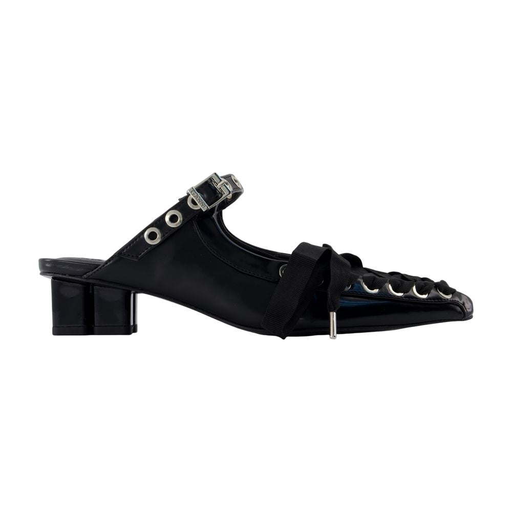 Ganni Eyelets Lace-Up Heel — Black