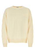 Off-White Ribbed Crew-Neck Cotton Sweater — Beige