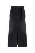 Sacai Midi Denim with Belt Denim Skirt — Black
