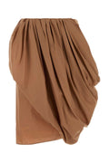 Chloé Gathered Cotton Skirt — Beige
