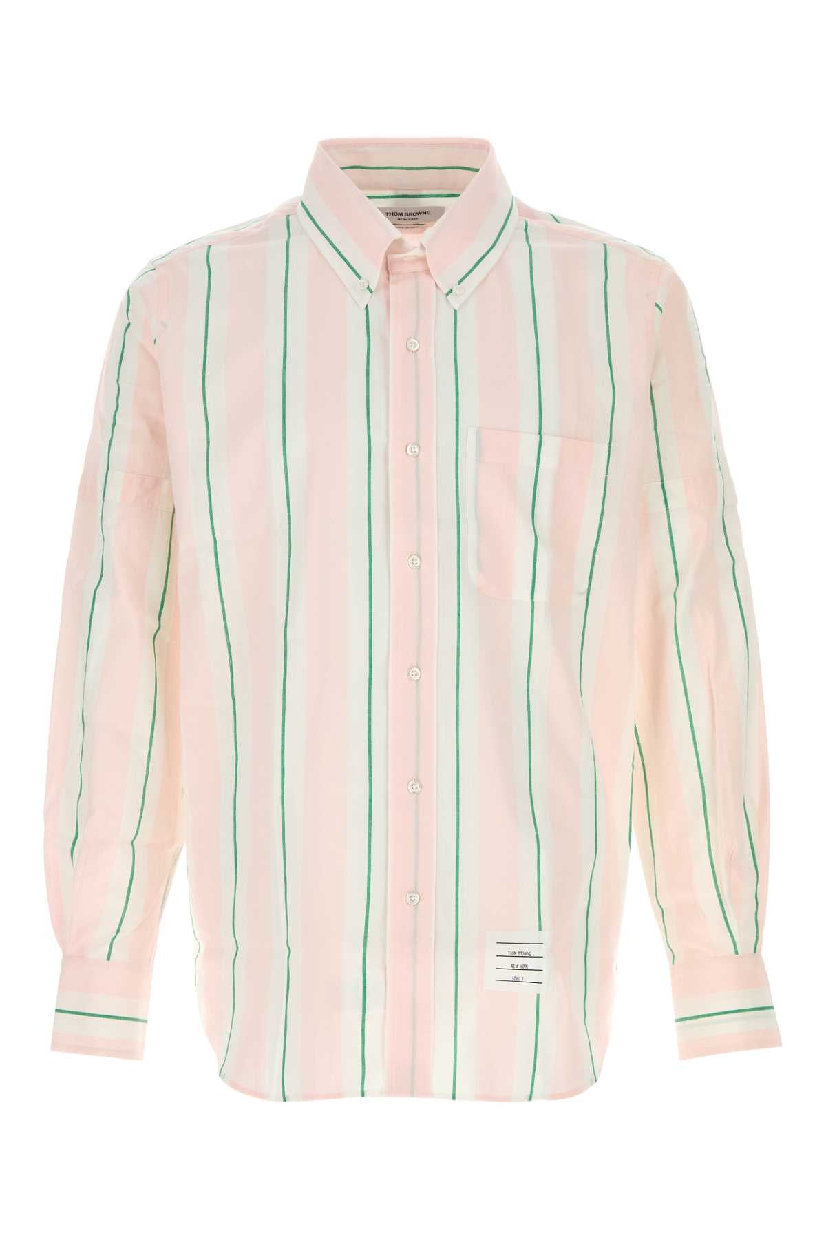 Thom Browne Striped Cotton Shirt — Pink
