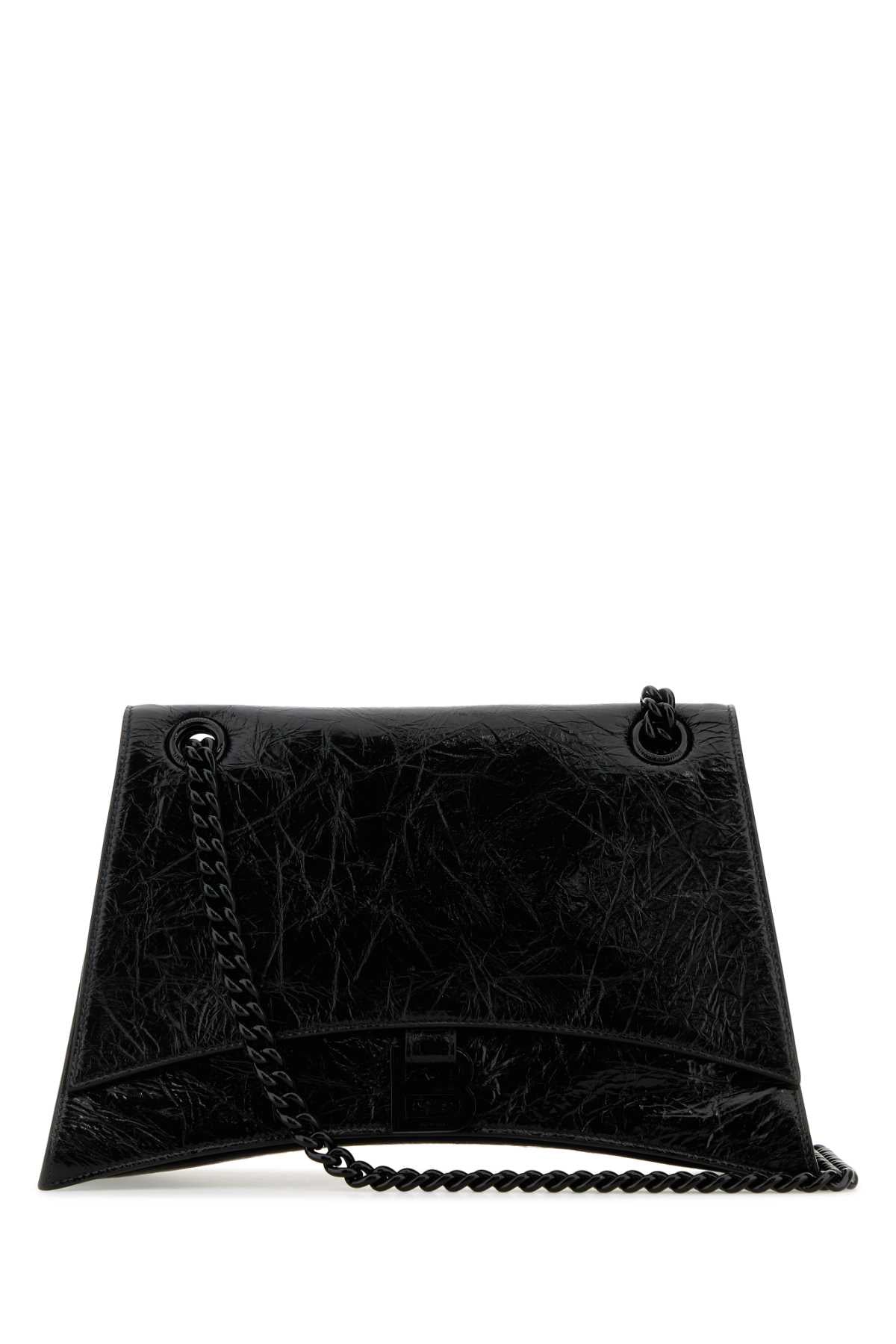 Balenciaga Crinkled Calf Leather Shoulder Bag — Black