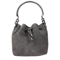 Jimmy Choo Suede Drawstring Bucket Bag — Gray