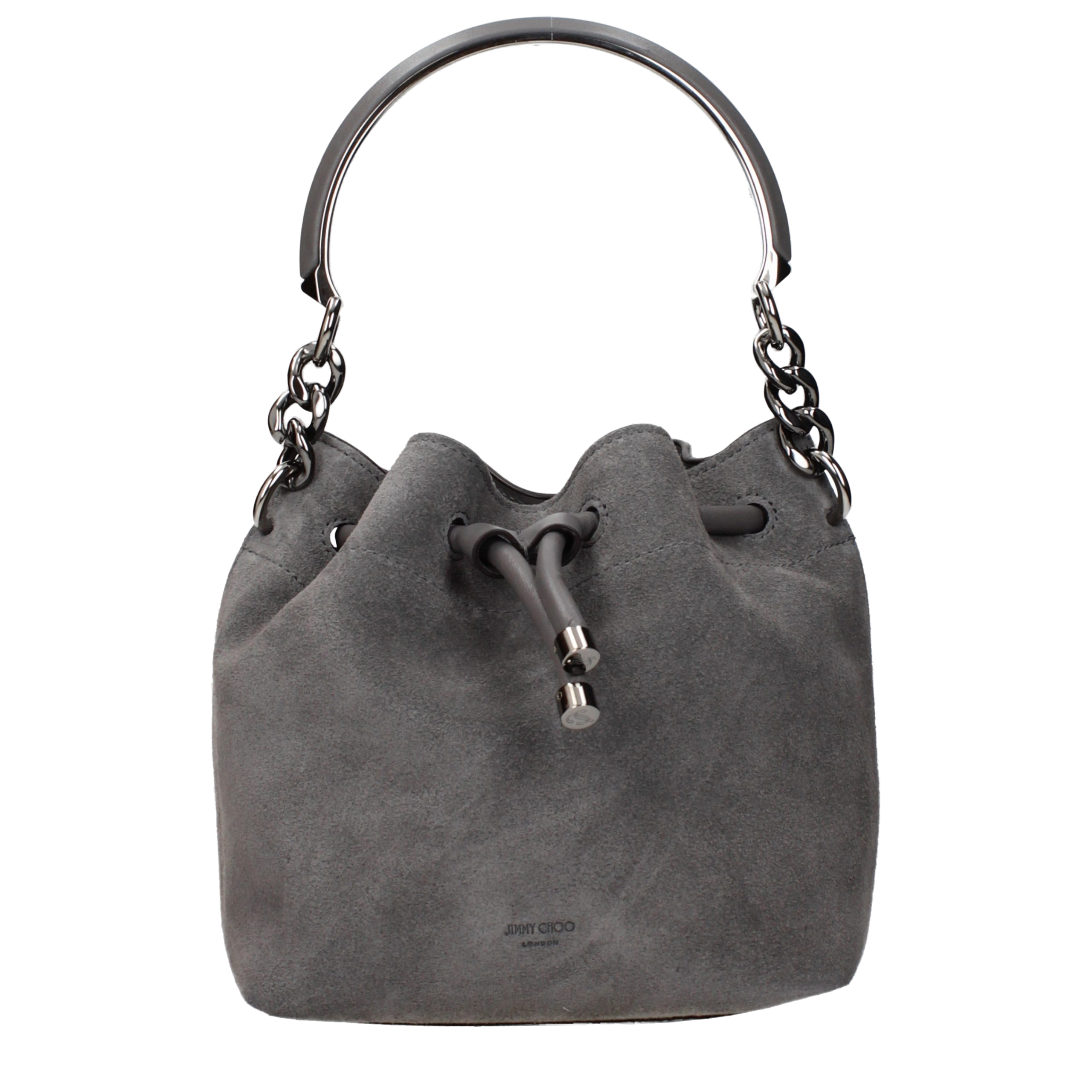 Jimmy Choo Suede Drawstring Bucket Bag — Gray