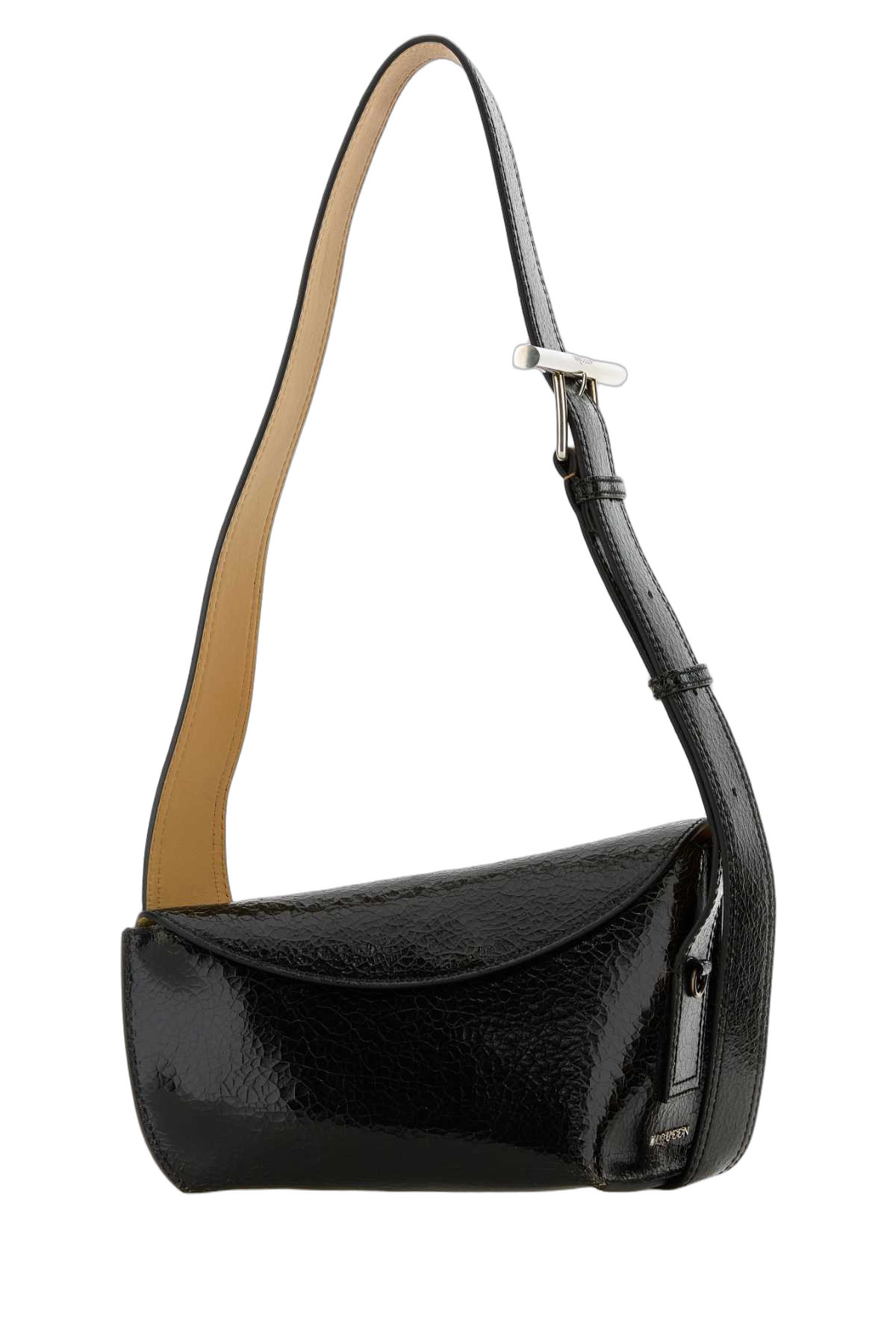 Alexander McQueen Textured Calf Leather Shoulder Bag — Black